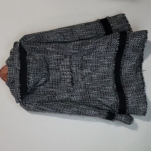 Guess Los Angeles Tweed Black, Gray & White Pea Coat Sz. M - Picture 7 of 10